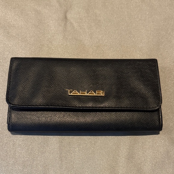 Tahari Handbags - Tahari Black Clutch with Gold Accent
